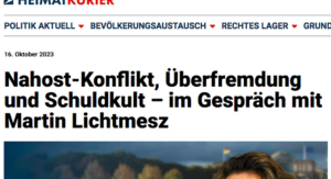 Martin Semlitsch "Lichtmesz" im Interview mit dem identitären Online-Medium "Heimatkurier" (Screenshot, 16.10.23)