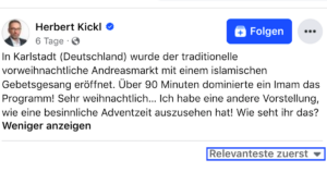 FPÖ-Chef Kickl verbreitet rassistische Fake-News, die "profil" widerlegen konnte (Screenshot Facebook, 4.12.23)