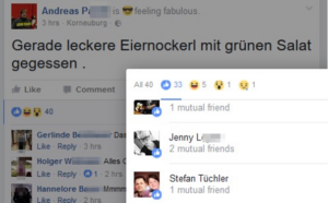 Eiernockerl-Posting am 20.4.17 gelikt von Stefan Tüchler (FB)