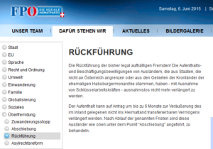 Website FPÖ Landstraße 2015 zu "Rückführung"