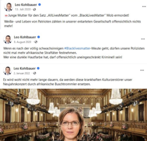 3 Beispiele für Kohlbauers Rassismus (alle FB)