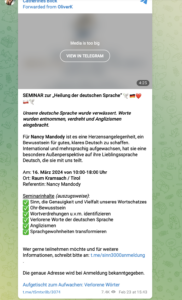 Ankündigung Veranstaltung Mandody in Kramsach 16.3.24 (Screenshot TG)