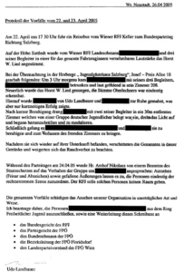 Protokoll der Vorfälle vom 22. und 23. April 2005, gezeichnet von Udo Landbauer (abgedruckt in: Nina Horaczek, Claudia Reiterer: HC Strache. Ueberreuter Verlag, Wien 2009)