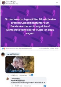 Brejcha und Zwerg zu VdB (Screenshot FB 26.1.23)