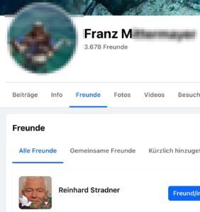 Stradner befreundet mit Franz M. (Screenshot FB)