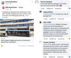Thomas Hardteck zu antisemitischen Entgleisungen (Screenshot FB 13.11.23)