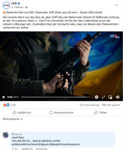 Josef F. will Vdl (Van der Leyen) und Ge....besser (Gewessler) auf den elektischen Stuhl setzen (Screenshot FB 8.2.24)