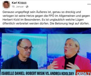 Karl K. beschimpft Misik (Screenshot FB 19.1.24)