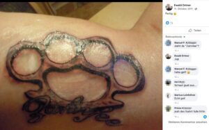 Ewald Ortner Zahnfee-Schlagring-Tattoo und Leinfellner-Kommentar (Screenshot FB 11.10.11)