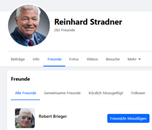 Stradner befreundet mit Brieger (Screenshot FB)