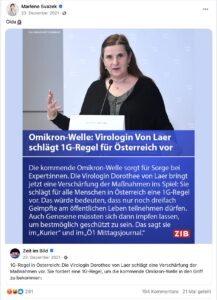 Posting Svazek zu D. von Laer (Screenshot FB 23.12.21)