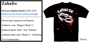 Zahnfee-Merch im Versand des Objekt 21 (2010)