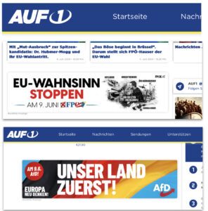 FPÖ und AfD bei AUF1 (Screenshot 5.6.24)