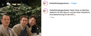 FJ Wien postet Foto mit Hemmelmayr, Barth und Helferich (Schreenshot FB 1.6.24)