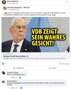 Kommentare bei Poglitsch zu VdB (Screenshot FB 27.3.23)