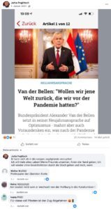 Kommentare zu VdB von und bei Poglitsch (Screenshot FB 1.1.21)