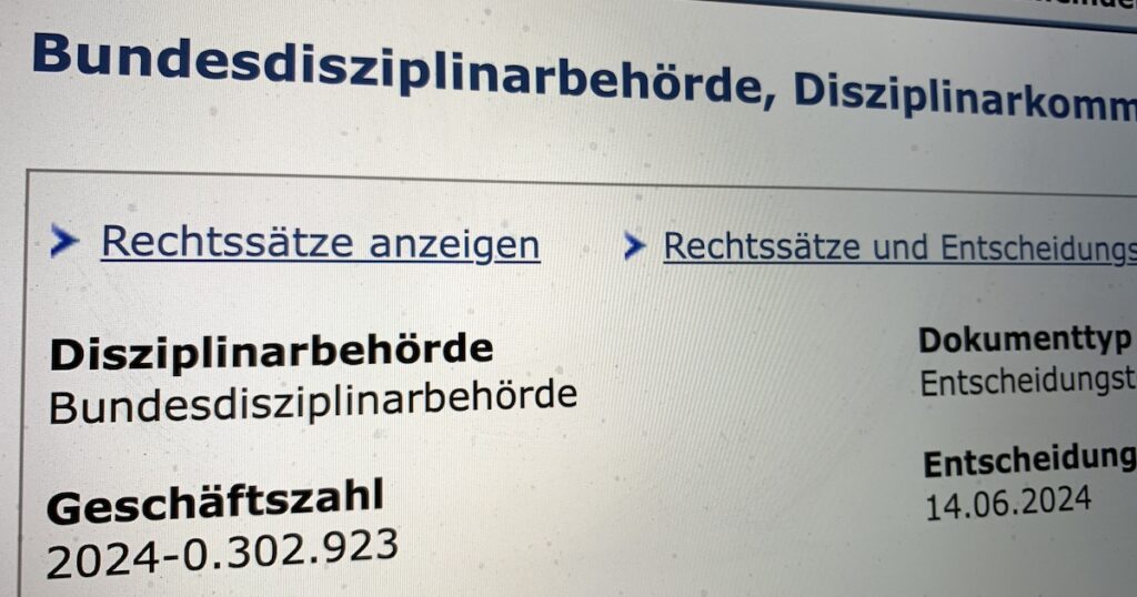 Disziplinarentscheidung Vizeleutnant 14.6.24
