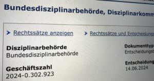 Disziplinarentscheidung Vizeleutnant 14.6.24