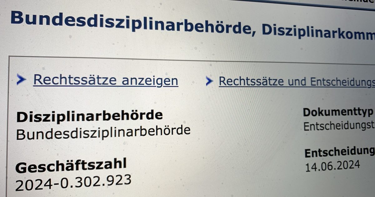 Disziplinarentscheidung Vizeleutnant 14.6.24