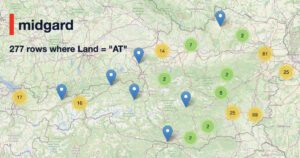 Karte der österreichischen Bestellungen aus dem Midgård-Leak (midgard.antifa.se)