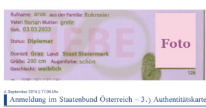 Authentitätskarte Staatenbund (Screenshot Website Staatenbund Österreich)