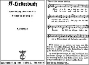 SS-Liederbuch: Titel und "Treuelied der SS" (Faksimile)