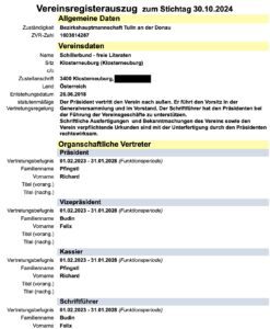 Schillerbund - freie Literaten, Vereinsregisterauszug 2024