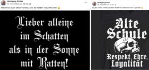 "Ratten" und "Verräter" bei Zistler (Screenshots FB 13.11.24 und 18.11.24)