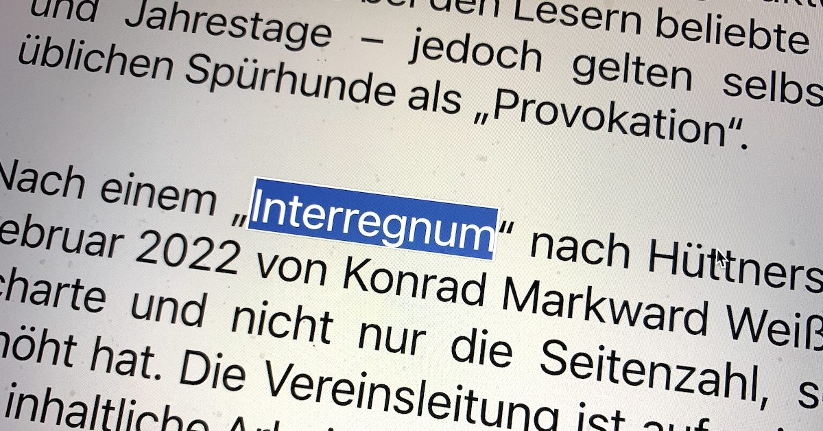 Zwischen 2019 bis 2022 ein "Interregnum" in der "Schriftleitung" (Screenshot 70 Jahre Eckart, November 23)
