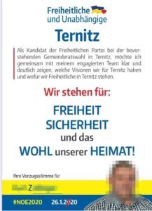 Z. als FPÖ-Kandidat für den Ternitzer Gemeinderat (Screenshot FB 25.1.20)
