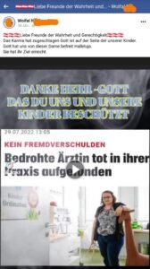 Niederreiter zum Suizid von Kellermayr: "Gott hat uns von dieser Dame befreit Halleluja." (Screenshot FB 29.7.22)