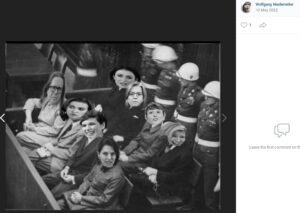 Niederreiter: Montage mit Foto von den Nürnberger Prozess gegen NS-Verbrecher und Politikerköpfen (Screenshot VK 10.5.22)