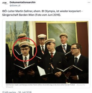 Martin Sellner, rechts daneben Richard S. bei der Sängerschaft Barden Wien 2016 (Screenshot X 26.6.16)