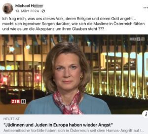 Antisemitismus bei Michael H. (Screenshot FB 13.3.24)