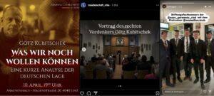 Kubitschek in Linz und Wien, Krah in Ried (Screenshots Instagram)
