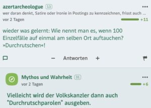 Postings im Standard-Forum zu Rosenkranz' durchgerutschten Kommentaren