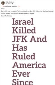 Otto Kuttner: Israel hat JFK getötet (Screenshot FB 19.3.25)