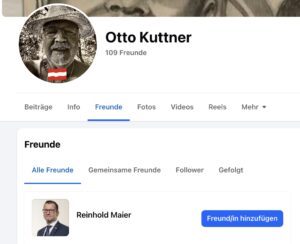 Kuttner befreundet mit Reinhold Maier, FPÖ-Nr-Abg. und Polizist (Screenshot FB)