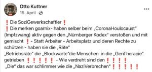 Kuttner über die "SoziGewerkschaftler" (Screenshot FB 15.4.25)
