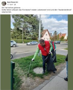 S.R. wünscht sich, dass der SPÖ-Mann den "Ausländerdreck" wegräumt (Screenshot FB 11.4.25)