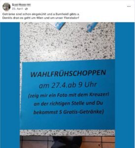 S.R.: Als Wahlbestechung angeklagt (Screenshot FB 25.4.25)