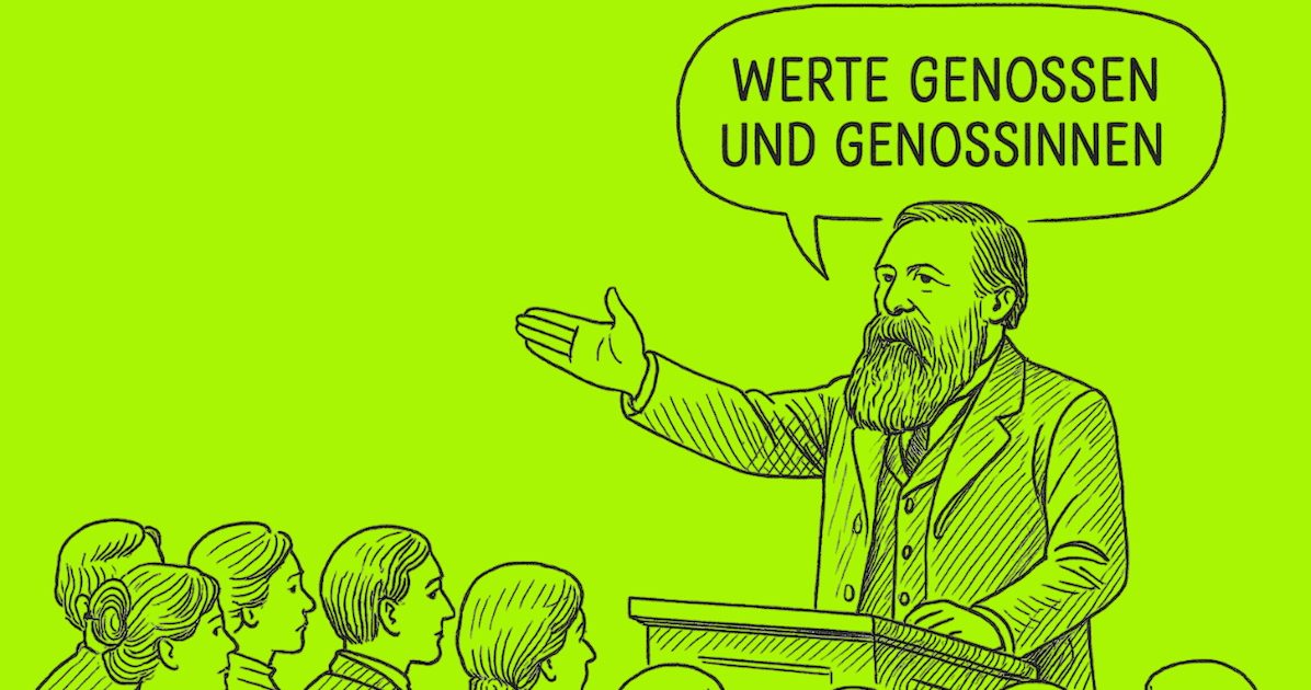 Anrede Genossinnen bereits 1892 (Bild KI-generiert)
