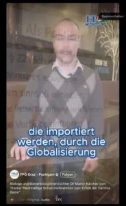 Der Carnica-Biene-Vertreter Martin Kärcher bei der FPÖ Graz-Puntigam (Screenshot Instagram)