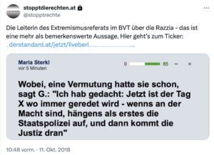 Tweet SdR 11.10.18 zum BVT-U-Ausschuss