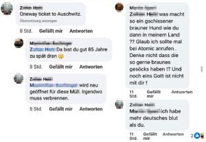 Z.H. mit Auschwitz-Fantasien (screenshots FB 29.6.25)