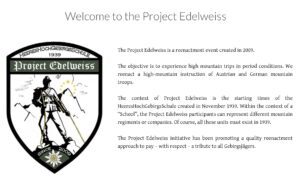 "Projekt Edelweiss" mit Selbstbeschreibung (Screenshot Website)
