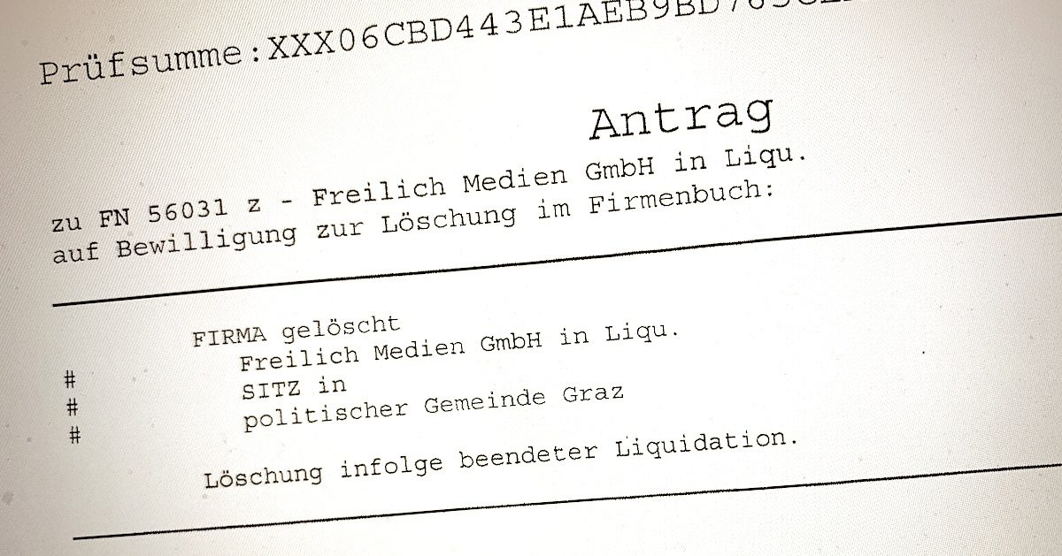 Die "Freilich Medien GmbH" aufgelöst
