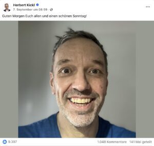 Kickl als Trailer zum Sommergespräch auf Facebook: "Guten Morgen Euch allen und einen schönen Sonntag!" (Screenshot 7.9.25)