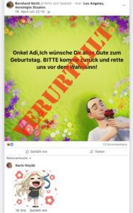 Bernhard N. wünscht sich "Onkel Adi" herbei (Screenshot FB 19.4.25)