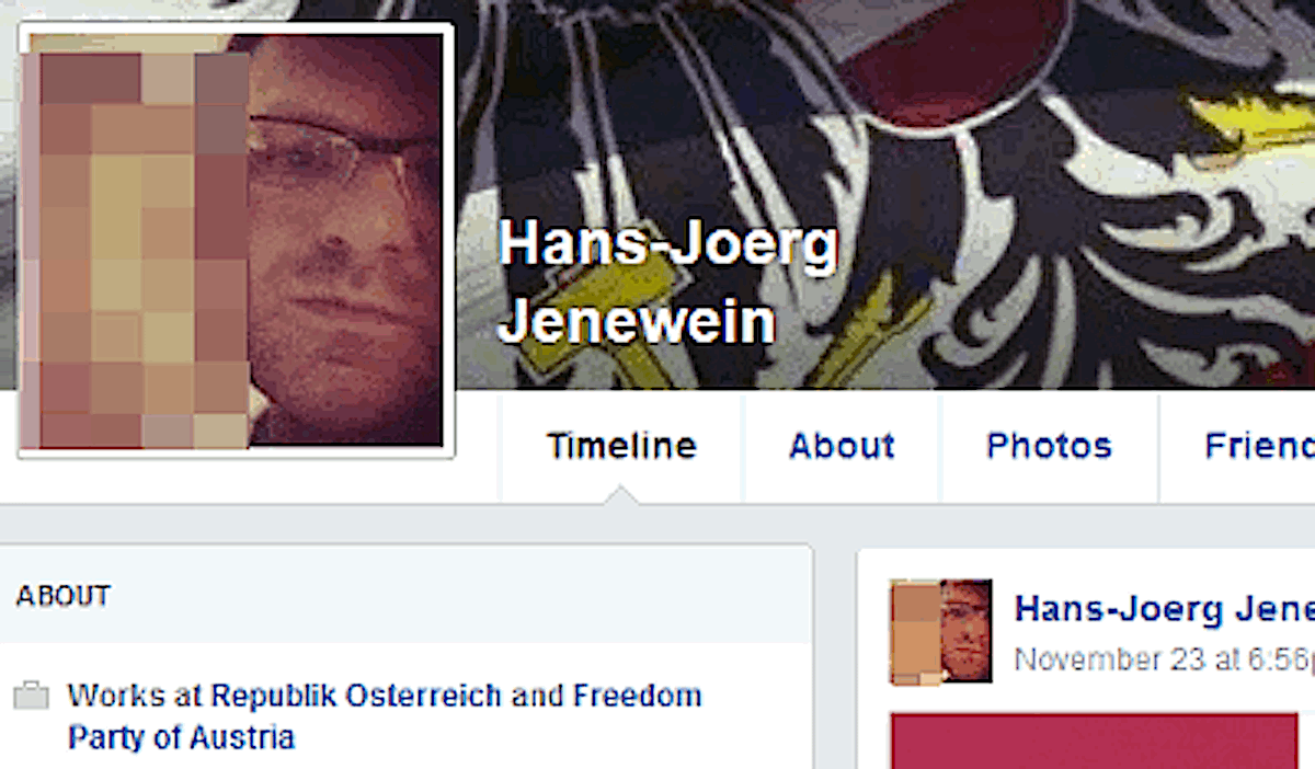 Hans-Jörg Jeneweins privates FB-Profil – nur noch für "Freunde" einsehbar